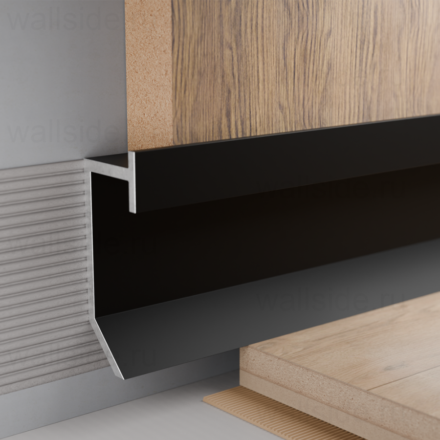 Теневой плинтус Pro Design Slim Led 9388 чёрный муар