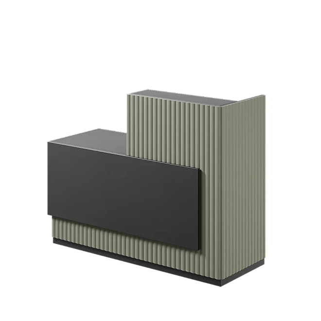 Ресепшн «Фбюжен» в МДФ пленке черный/серо зеленый