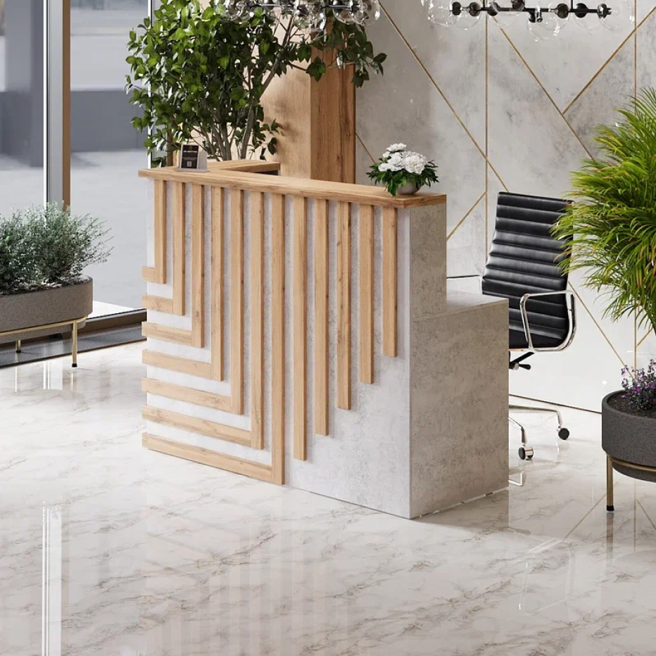 Ресепшн «Нептун» прямой Цемент светлый/ дуб вотан