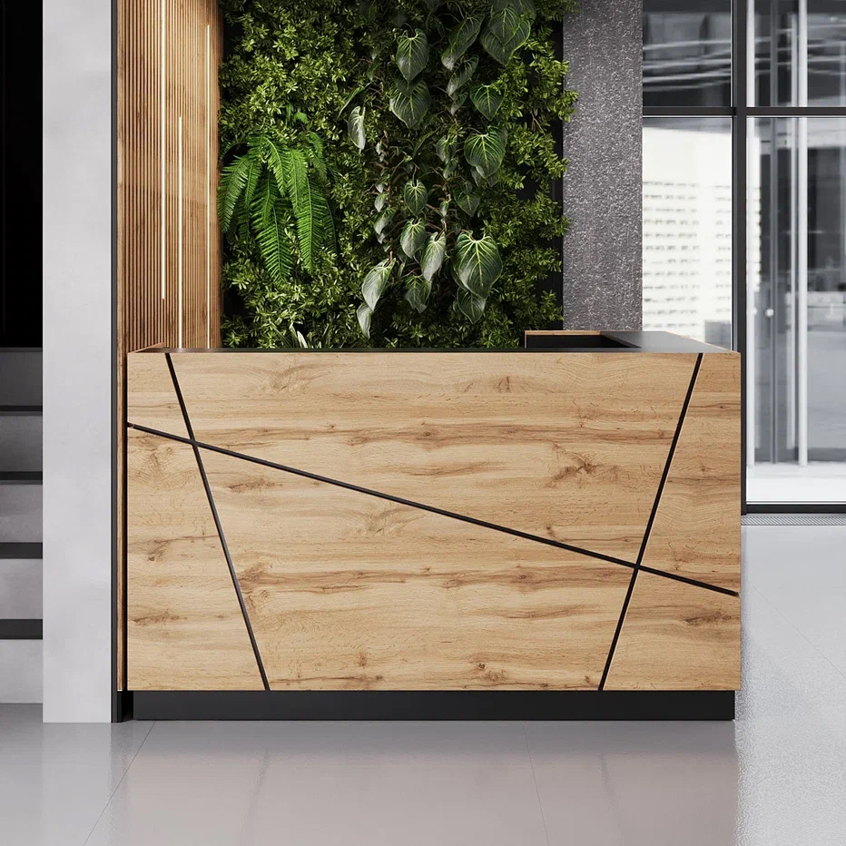 Ресепшн "Хай-Тек" угловой Чёрный / Дуб вотан