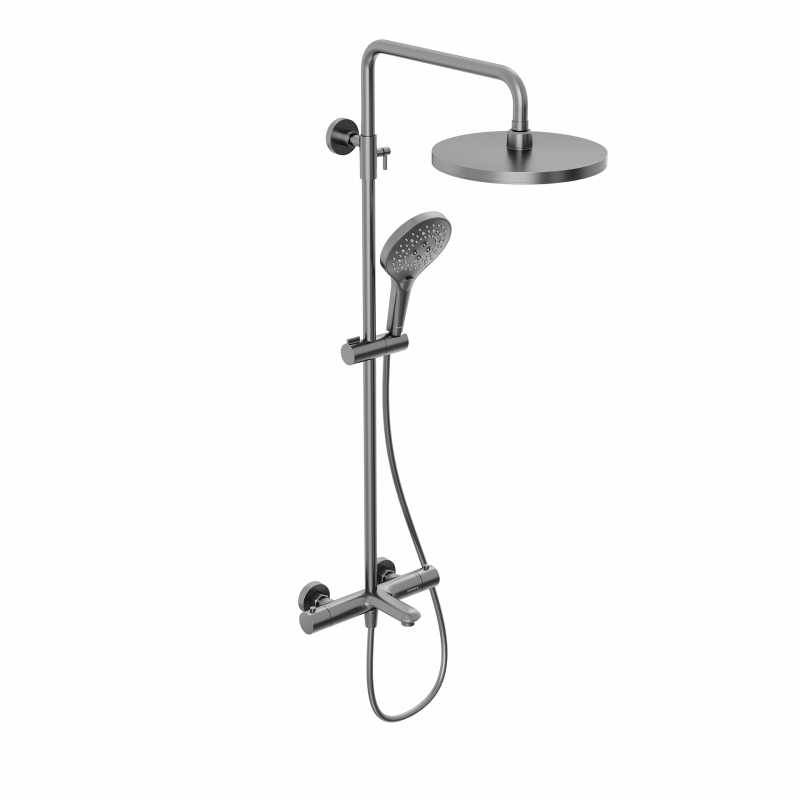 Душевая система Abelsberg Perfecta с термостатом с изливом, оружейная сталь SNS61102GM