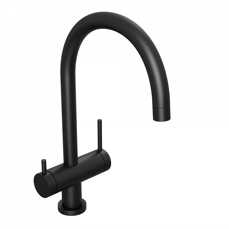 Смеситель для кухни ABELSBERG Aera с возможностью подключения фильтра, вулканический черный, AWF70029MB