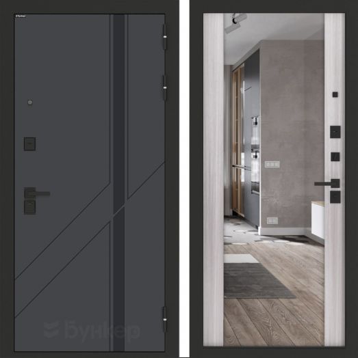 Входная дверь Бункер BN-12 - Зеркало максимум 
Сандал белый