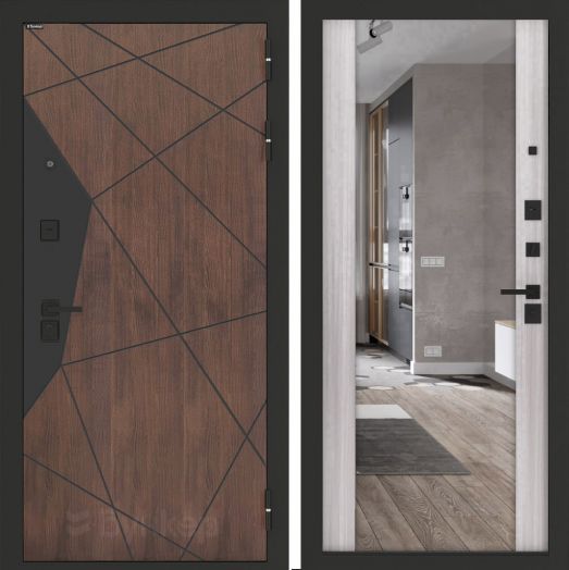 Входная дверь Бункер BN-14 - Зеркало максимум 
Сандал белый