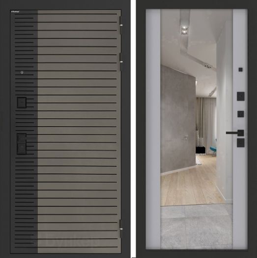 Входная дверь Бункер BN-15 - Зеркало максимум Грей софт