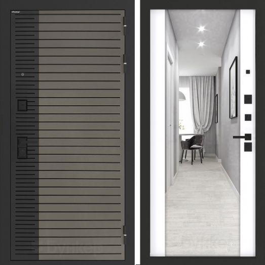 Входная дверь Бункер BN-15 - Зеркало максимум Белый софт