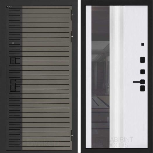 Входная дверь Бункер BN-15 - 32 Зеркало тонировка Белый софт рельеф