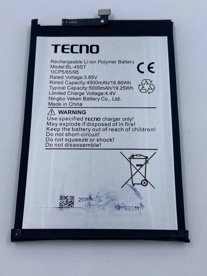 Tecno BL-49ST АКБ аккумулятор оригинал с разбора