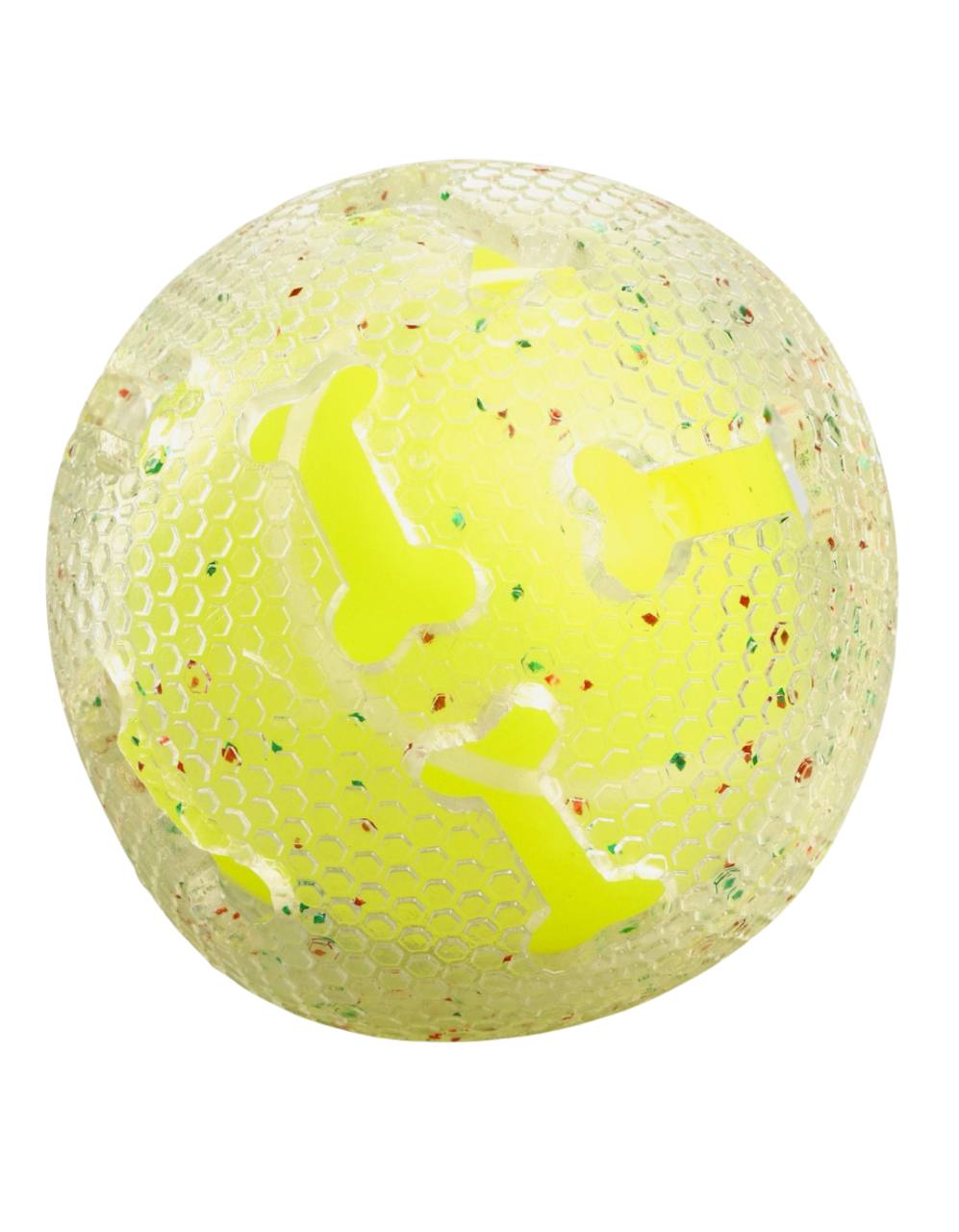 Игрушка для собак"Мяч теннис-косточки 2 в 1",TPR+винил,7,5 см, прозрачная/желтая неон