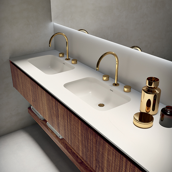 Комплект мебели №4 Oasis Eden подвесной 71.2х52.5 см три тумбы столешница с 2-мя раковинами ФОТО