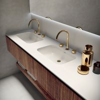 Комплект мебели №4 Oasis Eden подвесной 71.2х52.5 см три тумбы столешница с 2-мя раковинами схема 2