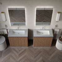 Комплект мебели №14 Oasis Naos 95х56x85 см напольная тумба с боковинами и мраморный топ схема 2