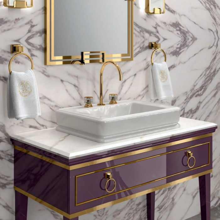 Комплект мебели №29 Oasis Lutetia напольный 115х56х210 см консоль с раковиной и мраморной столешницей с зеркалом ФОТО