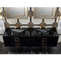 Комплект мебели №31 Oasis Daphne подвсеная тумба со столешницей с двумя раковинами 174х52.5х220см схема 4