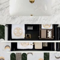 Комплект мебели №24 Oasis Daphne 2 подвесные тумбы со столешницей 179х52.5х220см схема 3