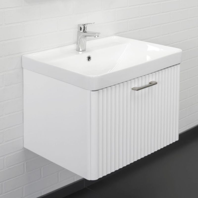 Тумба с умывальником Comforty Ангара-60П белый матовый c раковиной Comforty 4460