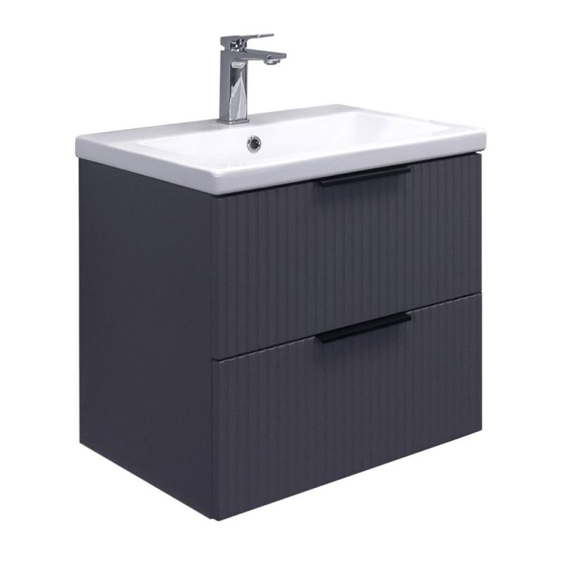 Тумба с умывальником "Лима-60П2" антрацит с раковиной Como 60