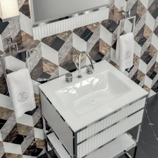 Комплект мебели №22 Oasis Academy напольный 66х53х200 см консоль со стеклянной столешницей с раковиной схема 4