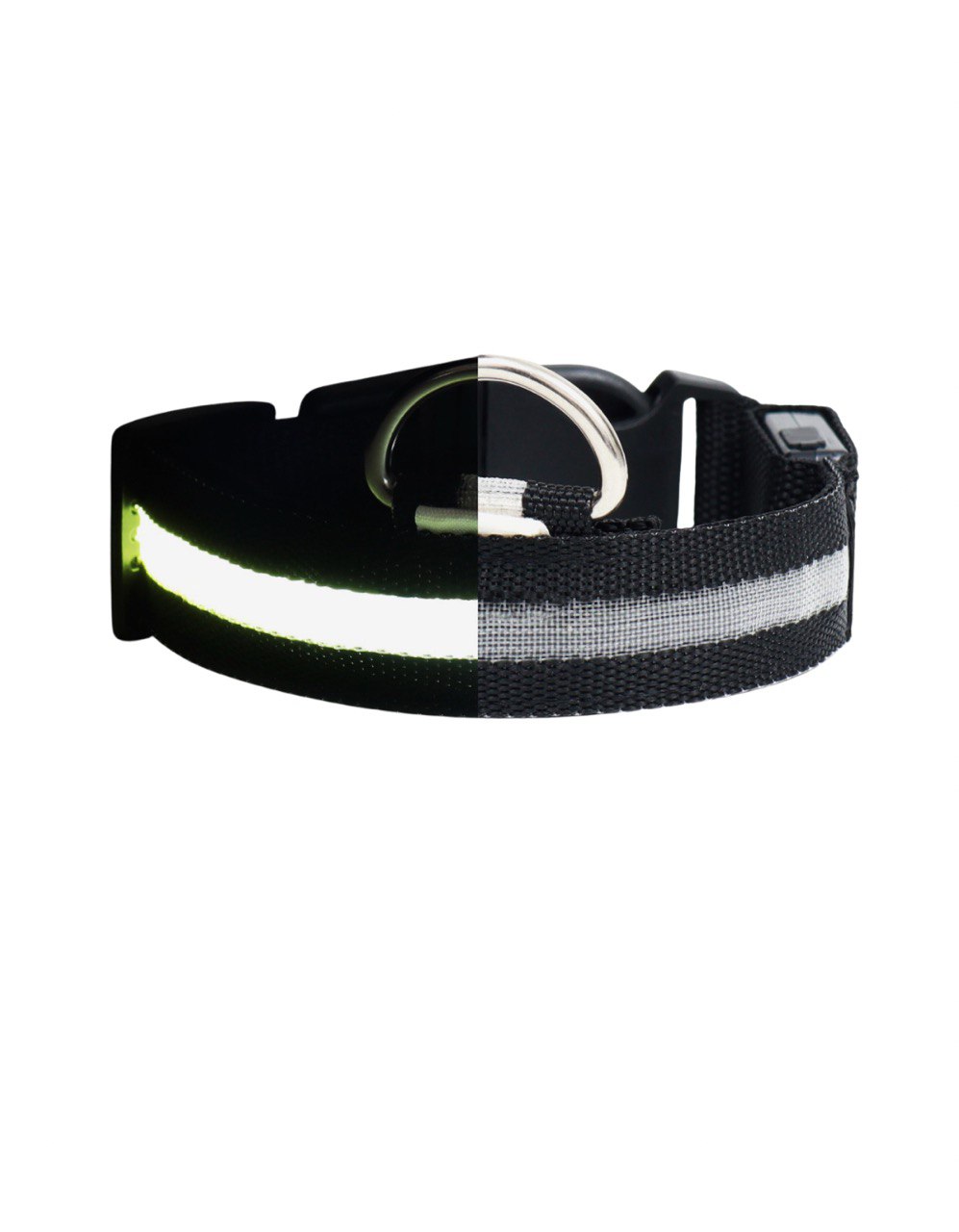 Ошейник с подсветкой размер L, ОШ 45-52 х 2,5 см, 3 режима свечения чёрный