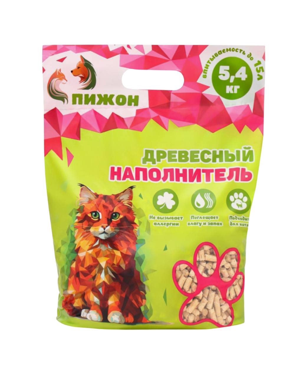 Наполнитель древесный "Пижон" 15л