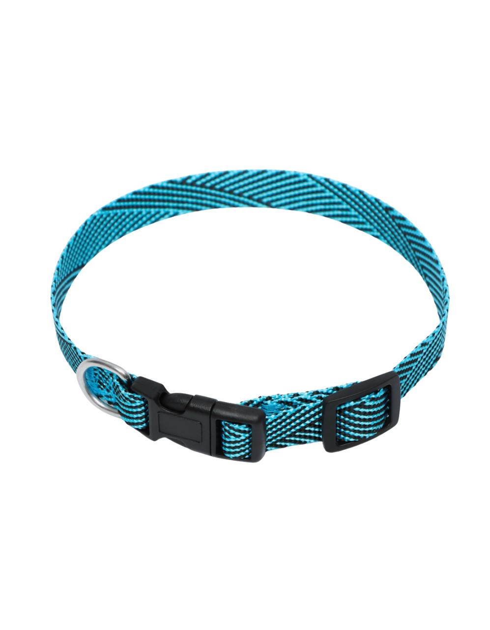 Ошейник "Вязанка", ОШ до 37 см, ширина 1,5 см, голубой