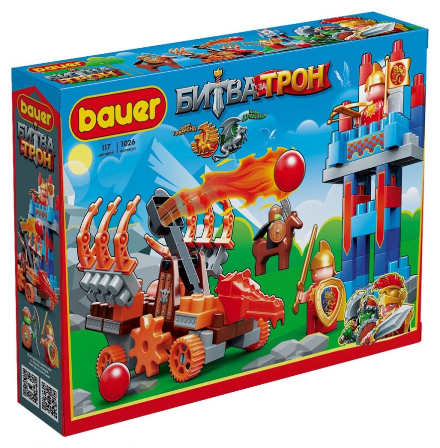 Детская развивающая игрушка-конструктор Бауер "Битва за трон" набор с катапультой и башней