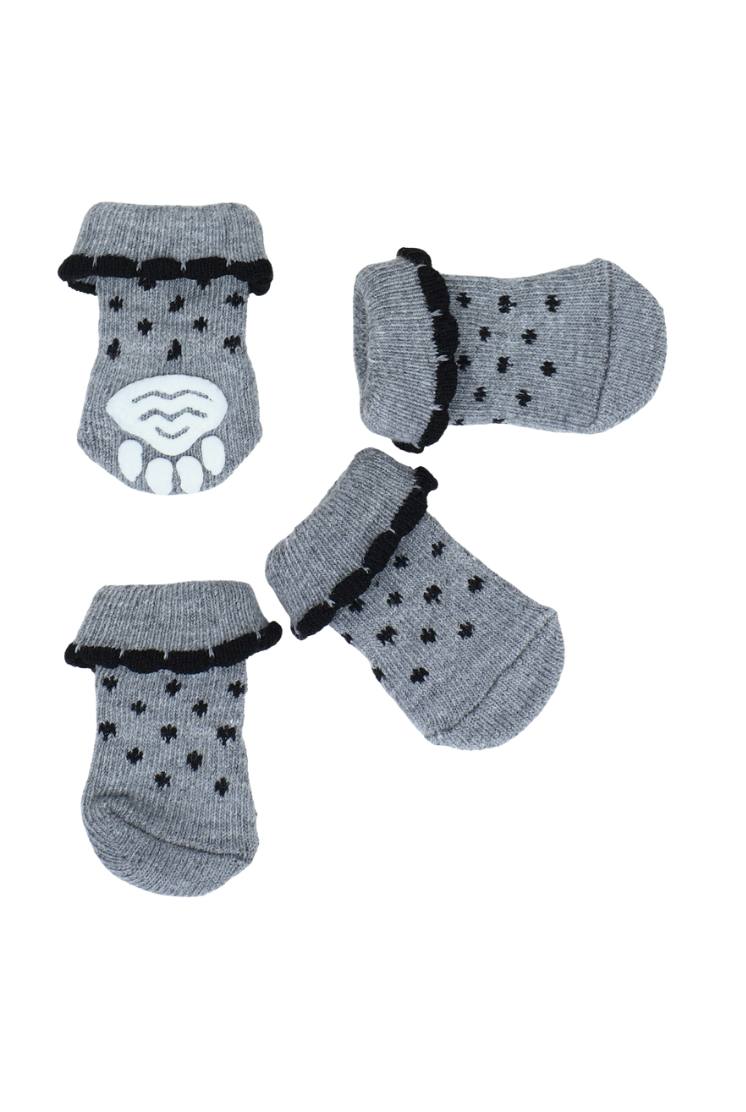 Носки нескользящие "Горошек", размер M (3/4 * 7,5 см), набор 4 шт, серые