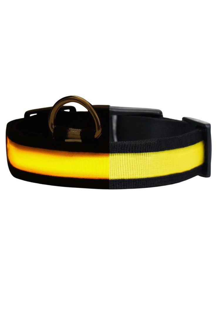 Ошейник с подсветкой Flash 3 режима свечения размер L, ОШ 45-52 х 2,5 см жёлтый