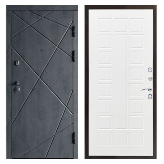 Входная дверь Termo-door Лучи Бетон - Престиж Белое дерево