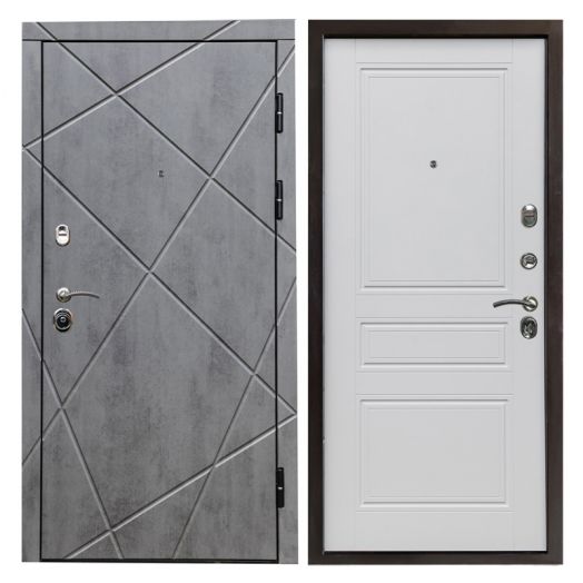 Входная дверь Termo-door Лучи Бетон - Классик Белый софт