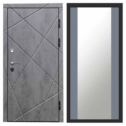 Входная дверь Termo-door Лучи Бетон - Зеркало Грей софт