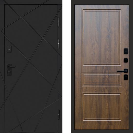 Входная дверь Termo-door Лучи Black - Классика Дуб