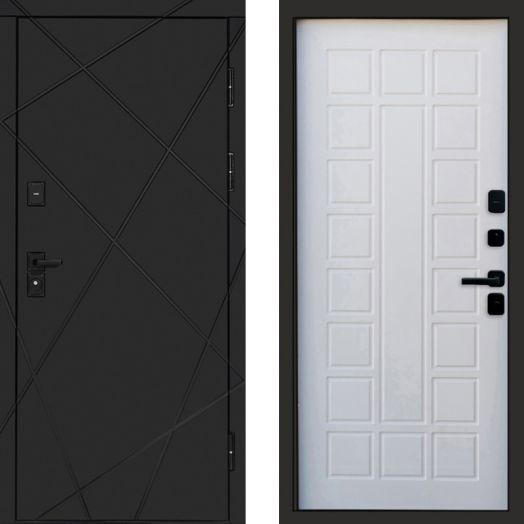 Входная дверь Termo-door Лучи Black - Престиж Белое дерево