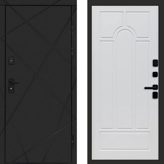 Входная дверь Termo-door Лучи Black - Арка Белое дерево