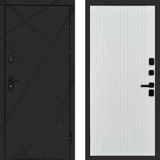 Входная дверь Termo-door Лучи Black - FLAT Белый софт