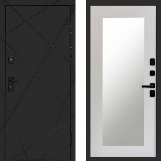 Входная дверь Termo-door Лучи Black - Зеркало триумф Лиственница