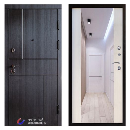 Входная дверь Termo-door Вертикаль Венге - Зеркало Лиственница