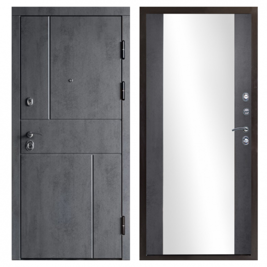 Входная дверь Termo-door Вертикаль Бетон - Зеркало Бетон темный