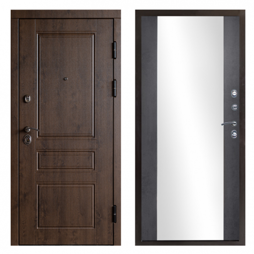 Входная дверь Termo-door Орегон Дуб - Зеркало Бетон темный