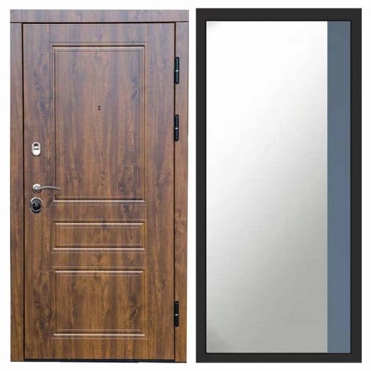 Входная дверь Termo-door Орегон Дуб - Широкое Зеркало Фацет Грей софт