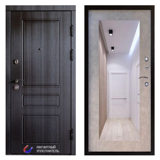 Входная дверь Termo-door Орегон Венге - Зеркало триумф Бетон светлый