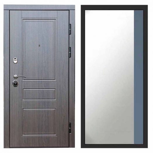 Входная дверь Termo-door Орегон Венге - Широкое Зеркало Фацет Грей софт