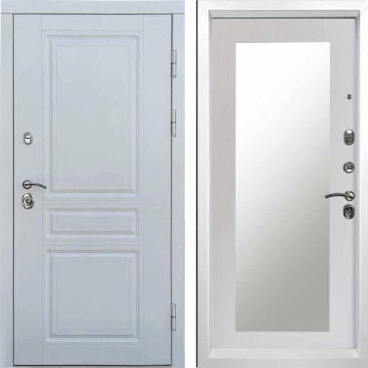 Входная дверь Termo-door Орегон WHITE - Зеркало триумф Лиственница