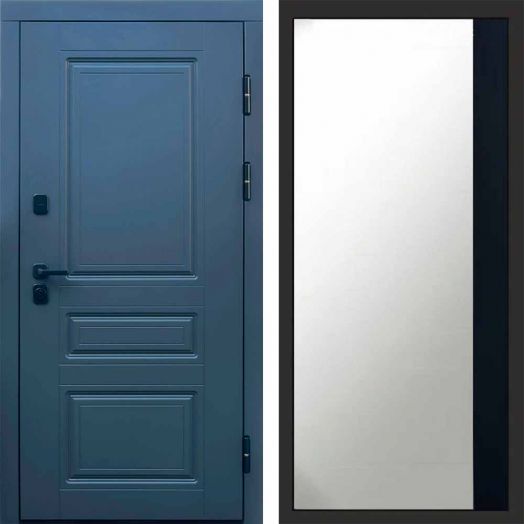 Входная дверь Termo-door Орегон Графит - Широкое Зеркало Фацет Черный кварц