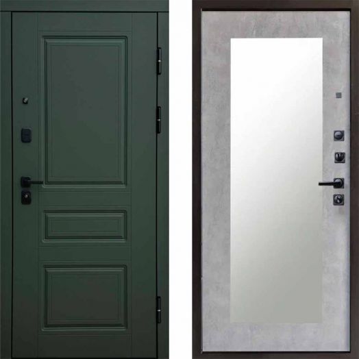 Входная дверь Termo-door Орегон Грин - Зеркало триумф Бетон светлый