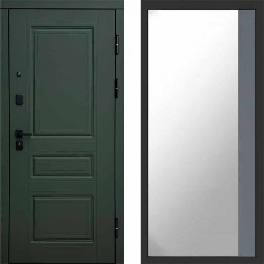Входная дверь Termo-door Орегон Грин - Широкое Зеркало Фацет Грей софт