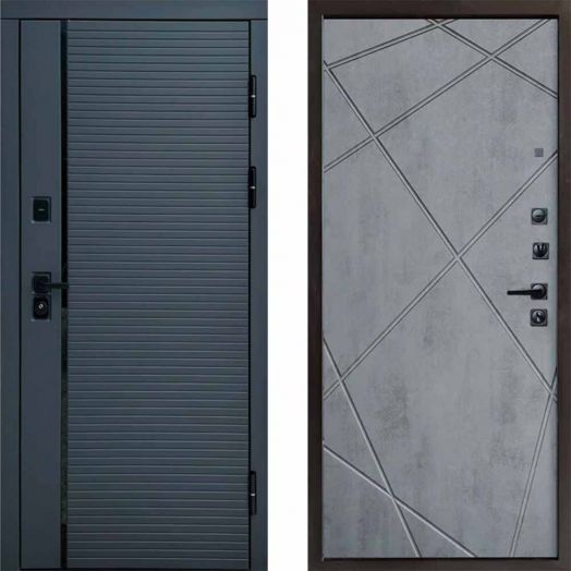 Входная дверь Termo-door Графит line - Лучи Бетон темный