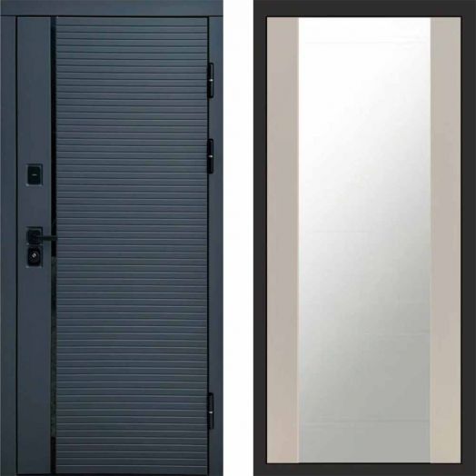 Входная дверь Termo-door Графит line - Зеркало Слоновая кость