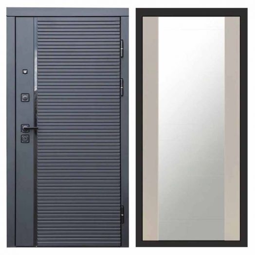Входная дверь Termo-door Black Line - Зеркало Слоновая кость