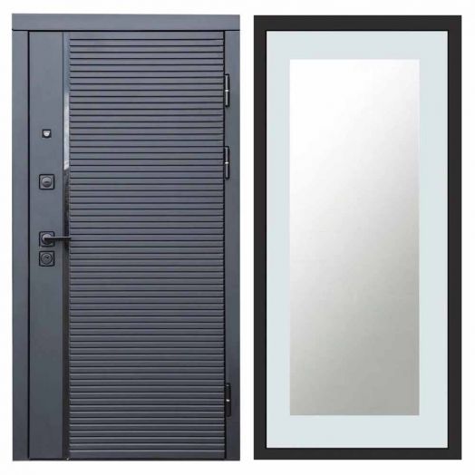 Входная дверь Termo-door Black Line - Зеркало триумф Белый софт